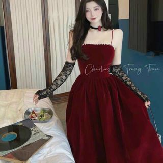 ĐẦM NỮ DÁNG XÒE 2 DÂY SANG TRỌNG DỰ TIỆC FREESHIPĐẦM NHUNG ĐỎ TIỂU THƯ ĐÍNH CƯỜM