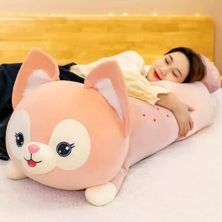 Gấu bông hồ ly đuôi chồn - thú nhồi bông cáo hồng size siêu to khổng lồ size1m4