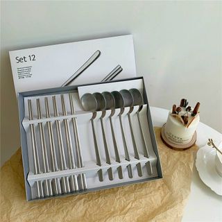 Set muỗng đũa 12 món cực sang inox 304 Bộ Đồ Dùng Ăn Uống Thép Không Gỉ Cho Gia Đình, Văn Phòng, Dã Ngoại, Cá Nhân giá sỉ