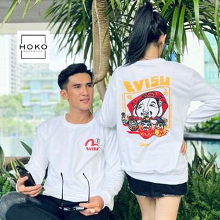 ÁO THUN CẶP ĐÔI, ÁO THUN DÀI TAY VẢI NỈ DA CÁ IN EVISU