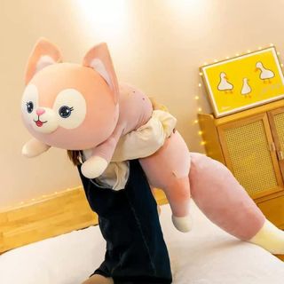 Gấu bông hồ ly đuôi chồn - thú nhồi bông cáo hồng size siêu to khổng lồ size1m6