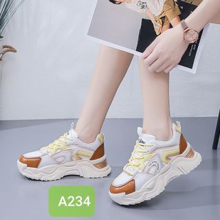 Giày thể thao nữ độn đế chất da mềm A234