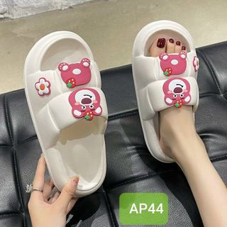 Dép nữ quai ngang bánh mì Sticker Gấu AP44