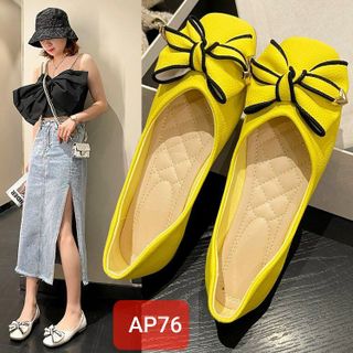 Giày búp bê nữ mũi vuông đính nơ đẹp AP0076