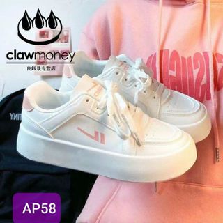 Giày thể thao nữ đế bằng màu trắng gót hồng AP58