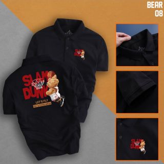 Áo thun polo nam nữ gấu bóng rổ