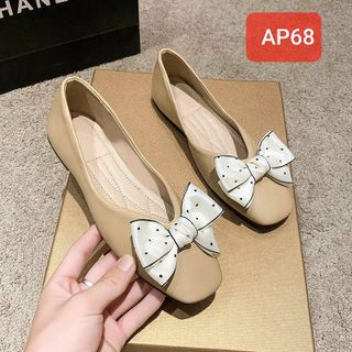 Giày búp bê nữ chất da mềm đính nơ xinh xắn AP68