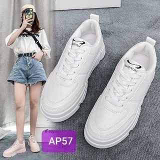 Giày thể thao nữ chất da mềm đơn giản đẹp AP57