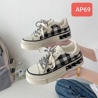 Giày thể thao nữ đế bằng bánh mì basic sọc caro AP69