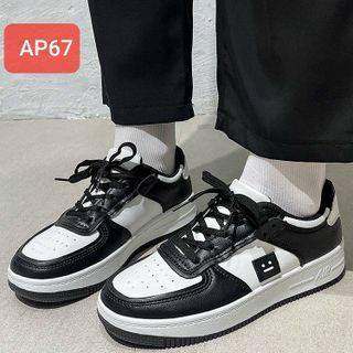 Giày thể thao nữ chất da mềm trắng phối đen AP67