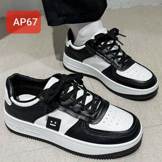 Giày thể thao nữ chất da mềm trắng phối đen AP67