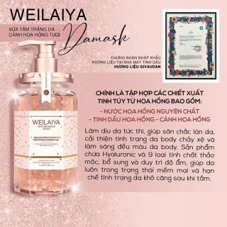 Sữa tắm trắng da Tuỷ Mật Hoa Hồng Damask WEILAIYA