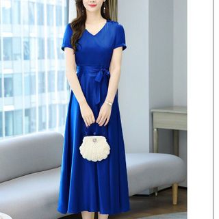 ĐẦM PHI XÒE CỔ V THẮT EO – DT1673