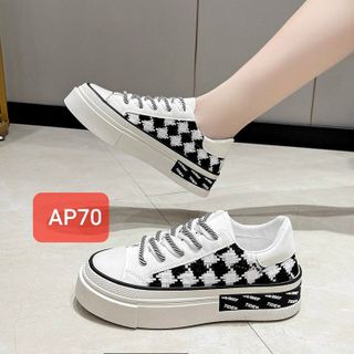 Giày thể thao nữ đế bằng bánh mì basic sọc caro AP70