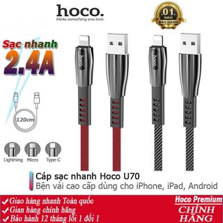 Cáp sạc nhanh Hoco U70 dòng 2.4A dây dài 1.2m giá sỉ