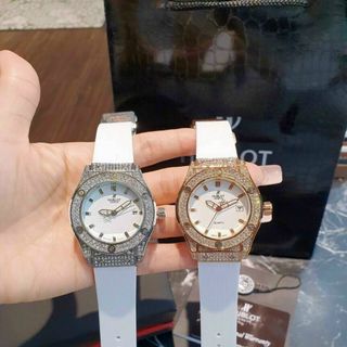 ĐỒNG HỒ HUBLOT NỮ TRẮNG 2 VIỀN ĐÁ