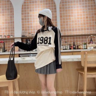 Áo nữ tay dài chất cotton khô tàu phom chuẩn phối 2 màu siêu đẹp