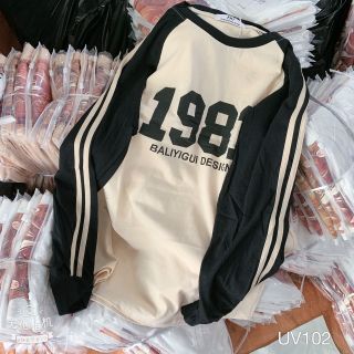 Áo nữ tay dài chất cotton khô tàu phom chuẩn phối 2 màu siêu đẹp