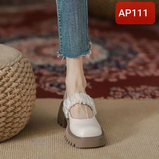 Giày búp bê nữ da mềm quai ngang chun co dãn AP111