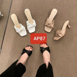 Dép guốc nữ gót nhọn quai ngang xoắnnơ xinh xắn AP87