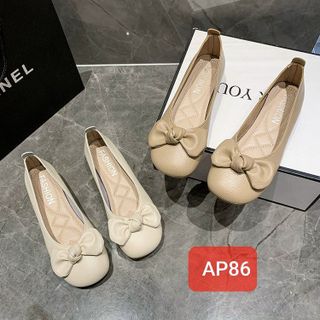 Giày búp bê nữ mũi tròn đính nơ dễ thương AP86