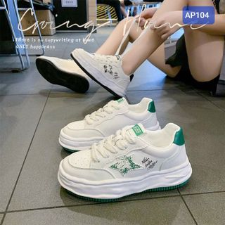 Giày thể thao trắng da mềm phối ngôi sao AP104