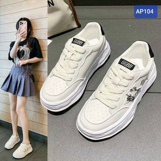 Giày thể thao trắng da mềm phối ngôi sao AP104