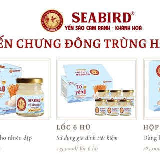 Yến Chưng Đông Trùng Hạ Thảo Seabird - Yến sào Khánh Hòa - Lốc 70ml X 6 Hũ