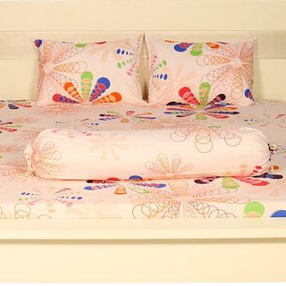 Bộ ga giường coton Kèm 2 Vỏ Gối Nằm & 1 Gối Ôm Thoáng Mát, Màu Sắc Tươi Trẻ
