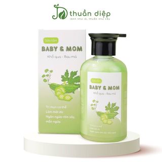 Sữa tắm thiên nhiên baby&mom khổ qua rau má giảm mụn lưng, mát da, dịu nhẹ Thuần Diệp