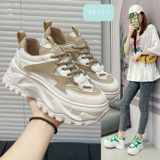 Giày thể thao nữ đế độn màu trắng phối màu siêu đẹp AP122