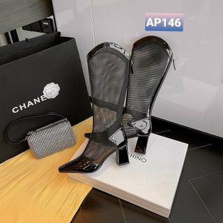 Giày Bốt Cổ Cao chữ V Mỏng Phối Lưới AP146