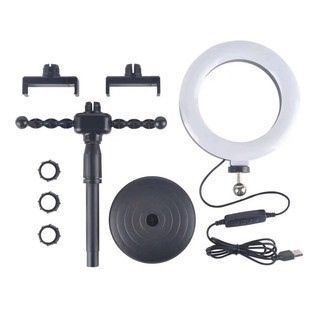 Đèn Livestream Để Bàn 16cm 2 Kẹp Điện Thoại, Có 3 Chế Độ Sáng, Kẹp Điện Thoại Để Bàn Quay Video