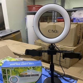 Đèn Livestream Để Bàn 16cm 2 Kẹp Điện Thoại, Có 3 Chế Độ Sáng, Kẹp Điện Thoại Để Bàn Quay Video