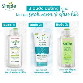 Nước Hoa Hồng Soothing Facial Toner Simple cân bằng ẩm cho da 200ml