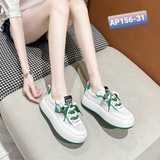 Giày thể thao nữ màu trắng đế bằng phối dây 2 màu AP156