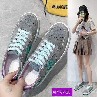 Giày thể thao nữ đế bằng chất da mềm đẹp AP167