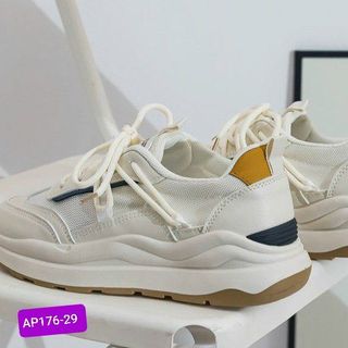 Giày thể thao nữ chất da mềm phối vải thoáng khí AP176