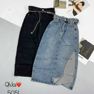 Chân váy Jeans xẻ tà (Không kèm đai) siêu sang chảnh
