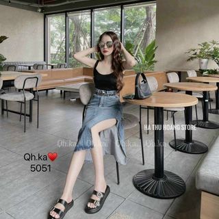 Chân váy Jeans xẻ tà (Không kèm đai) siêu sang chảnh