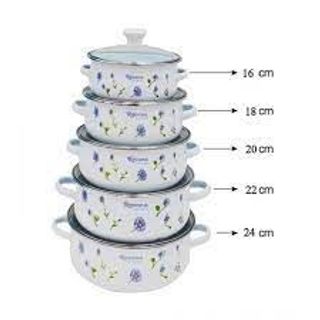 Bộ Nồi Men Cao Cấp 5 Kích Thước Khác Nhau, Tráng Men Sứ Bền Đẹp Cao Cấp