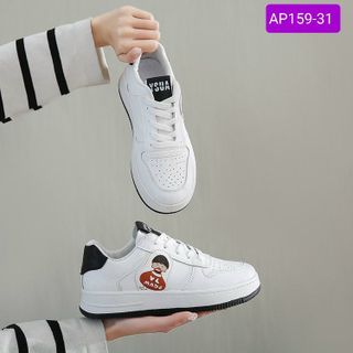 Giày thể thao nữ trắng phối họa tiết hoạt hình dễ thương AP159