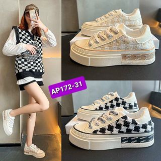 Giày thể thao nữ sọc caro dáng basic AP172
