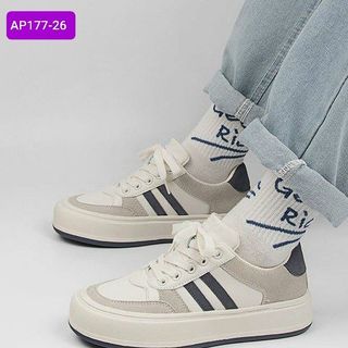 Giày thể thao nữ chất da mềm phối họa tiết 2 sọc đẹp AP177