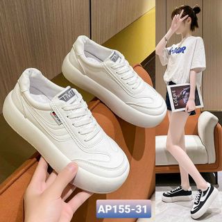 Giày thể thao nữ đế bằng chất da mềm đẹp AP155