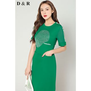 Đầm thun suông bigsize đính đá hình nón D0103