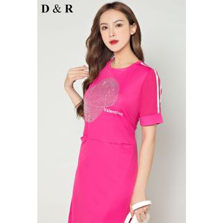 Đầm thun suông bigsize đính đá hình nón D0103