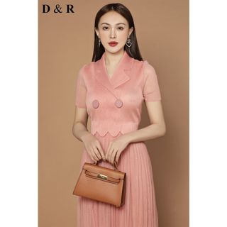 Đầm dự tiệc xếp ly nút Quảng Châu cao cấp D0100