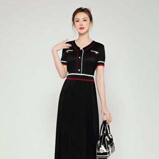 Đầm dự tiệc xếp ly Quảng Châu cao cấp