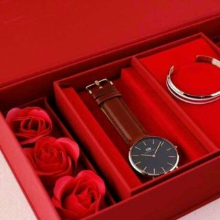 SET ĐỒNG HỒ D W DA KÈM CUFF HOA CAO CẤP